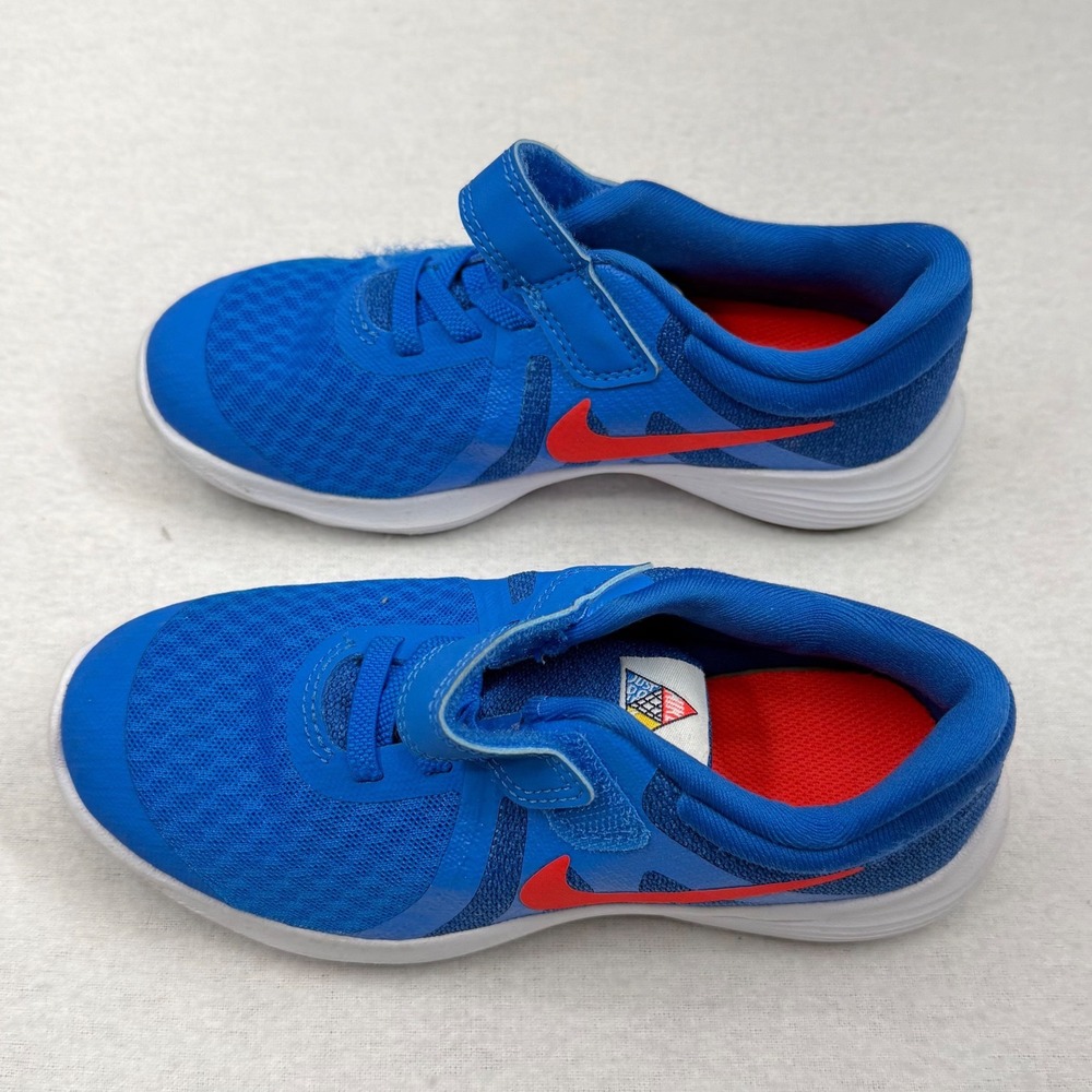 Nike Kids Revolution 12.5C Kids Sneakers Blue/Crimso Brand New Strap Unisex - Picture 2 of 9